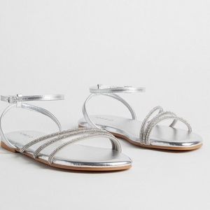 Silver Triple Band Embroidered Sandal (WW)